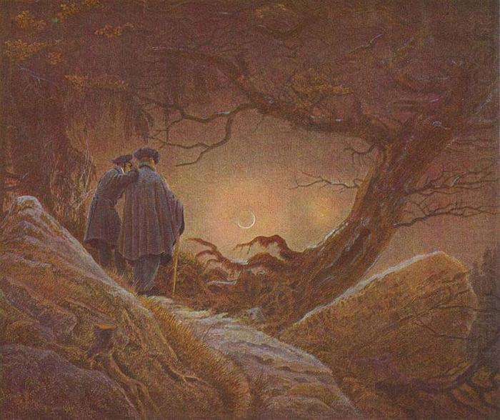 Caspar David Friedrich Two men contemplating the Moon china oil painting image